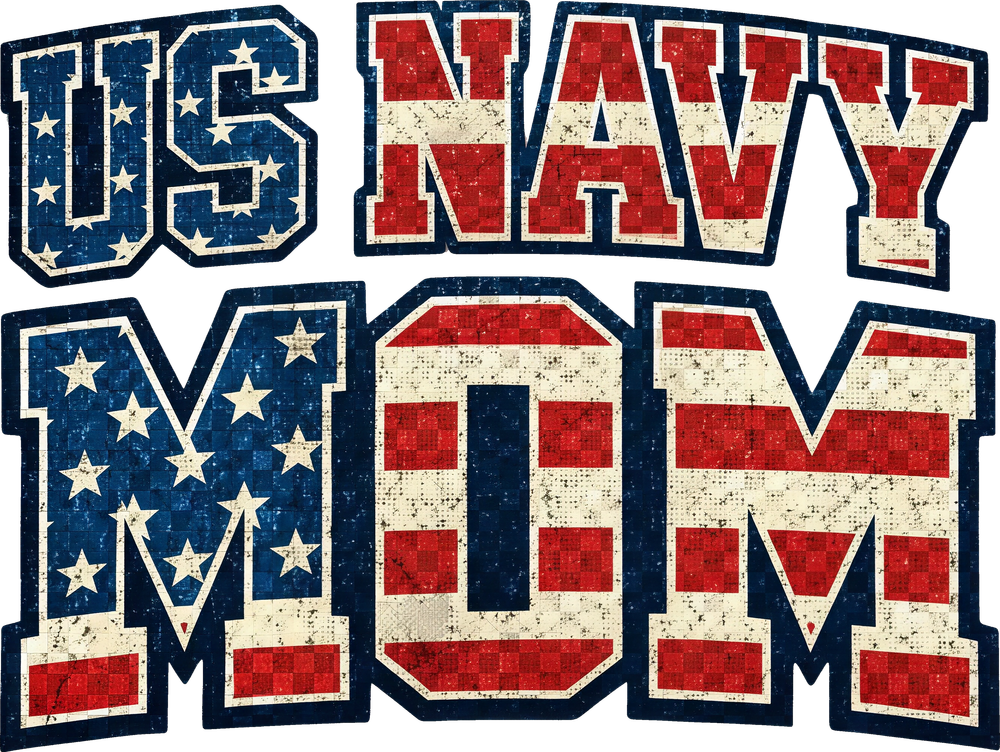 US Navy Mom, Patch Style - Navy DTF Transfers