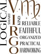 Virgo Qualities, Brown - Zodiacs & Horoscopes DTF Transfers