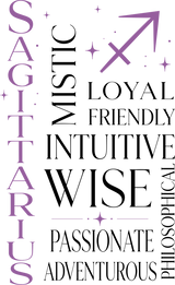 Sagittarius Qualities, Purple - Zodiacs & Horoscopes DTF Transfers