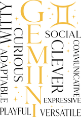 Gemini Qualities, Yellow - Zodiacs & Horoscopes DTF Transfers