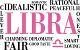 Libra Qualities, Pink, Horizontal - Zodiacs & Horoscopes DTF Transfers