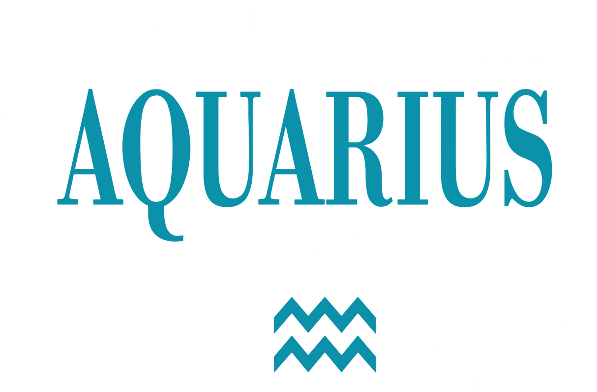Aquarius Qualities, Teal, Horizontal - Zodiacs & Horoscopes DTF Transfers