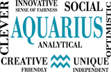 Aquarius Qualities, Teal, Horizontal - Zodiacs & Horoscopes DTF Transfers