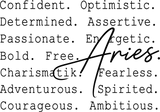 Aries Cursive B&W - Zodiacs & Horoscopes DTF Transfers