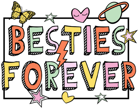 Besties Forever Cardboard Design - Best Friends DTF Transfer