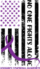 No One Fights Alone, B&W US Flag - Lymphoma DTF Transfers