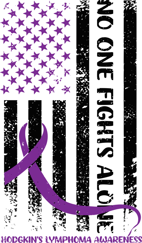 No One Fights Alone, B&W US Flag - Lymphoma DTF Transfers
