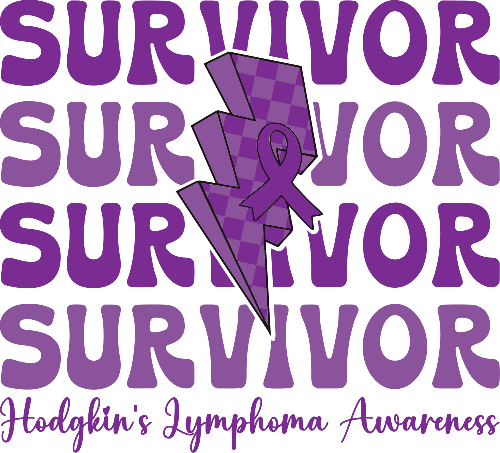 Survivor, Purple Lightning Bolt - Lymphoma DTF Transfers