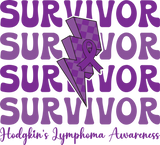 Survivor, Purple Lightning Bolt - Lymphoma DTF Transfers