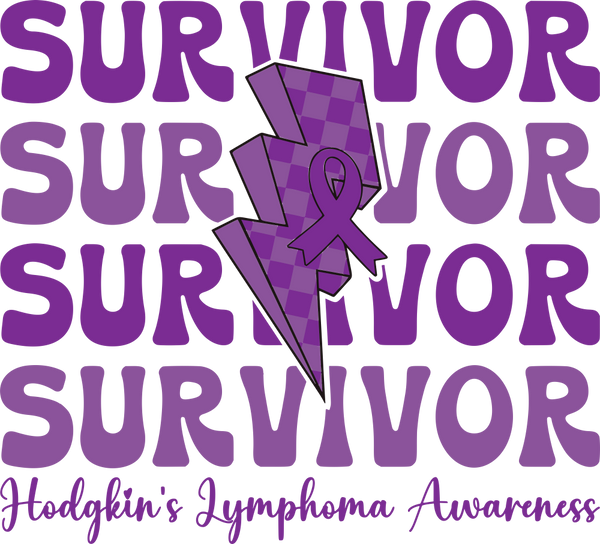 Survivor, Purple Lightning Bolt - Lymphoma DTF Transfers