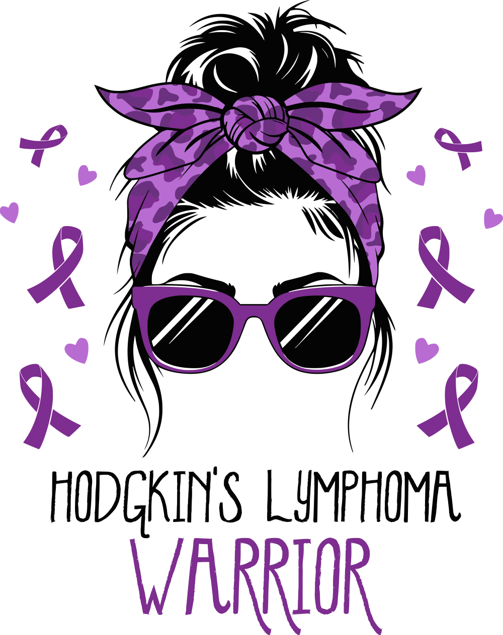 Hodgkin's Lymphoma Warrior, Bandana Girl - Lymphoma DTF Transfers