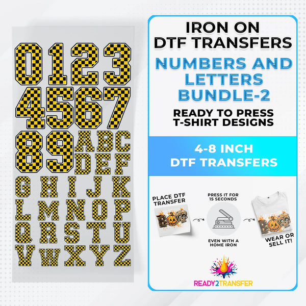 Numbers And Letters Bundle T-shirt Designs Premade DTF Gangsheet - DTF Bundle 2