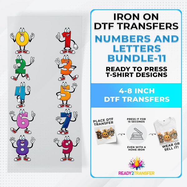 Numbers And Letters Bundle T-shirt Designs Premade DTF Gangsheet - DTF Bundle 11