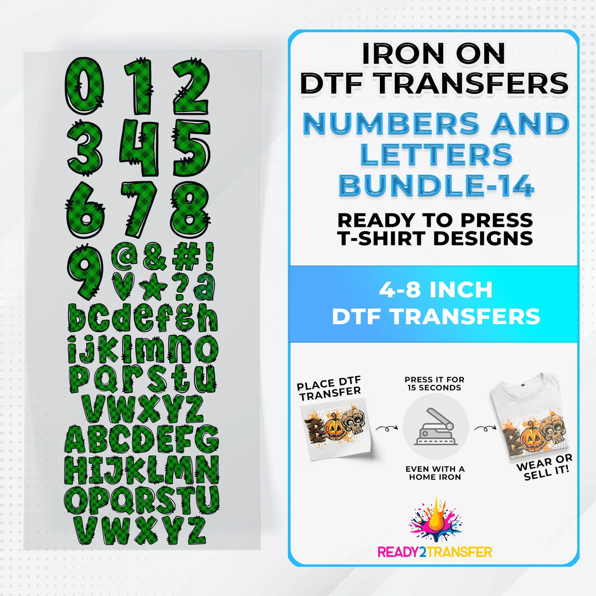 Numbers And Letters Bundle T-shirt Designs Premade DTF Gangsheet - DTF Bundle 14