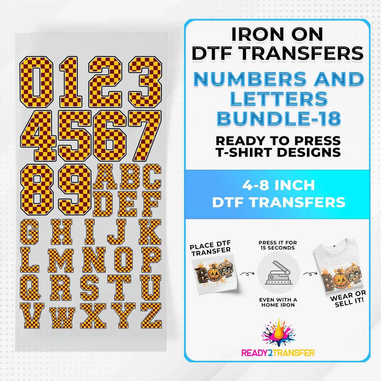 Numbers And Letters Bundle T-shirt Designs Premade DTF Gangsheet - DTF Bundle 18