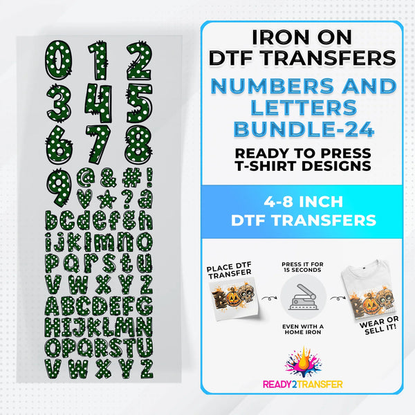 Numbers And Letters Bundle T-shirt Designs Premade DTF Gangsheet - DTF Bundle 24