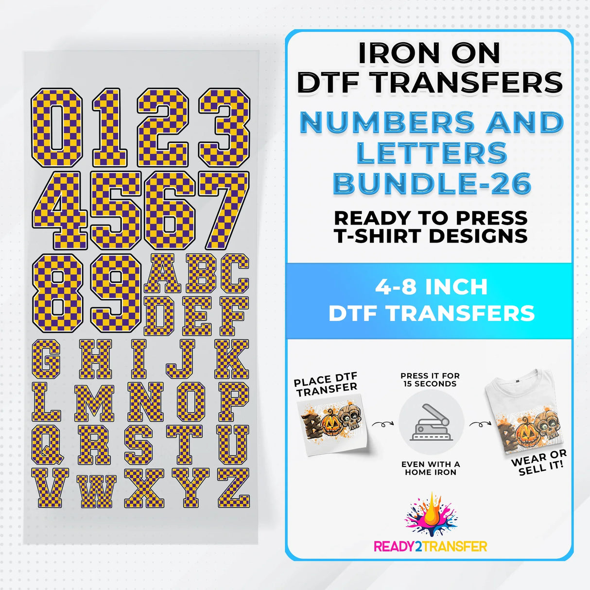 Numbers And Letters Bundle T-shirt Designs Premade DTF Gangsheet - DTF Bundle 26