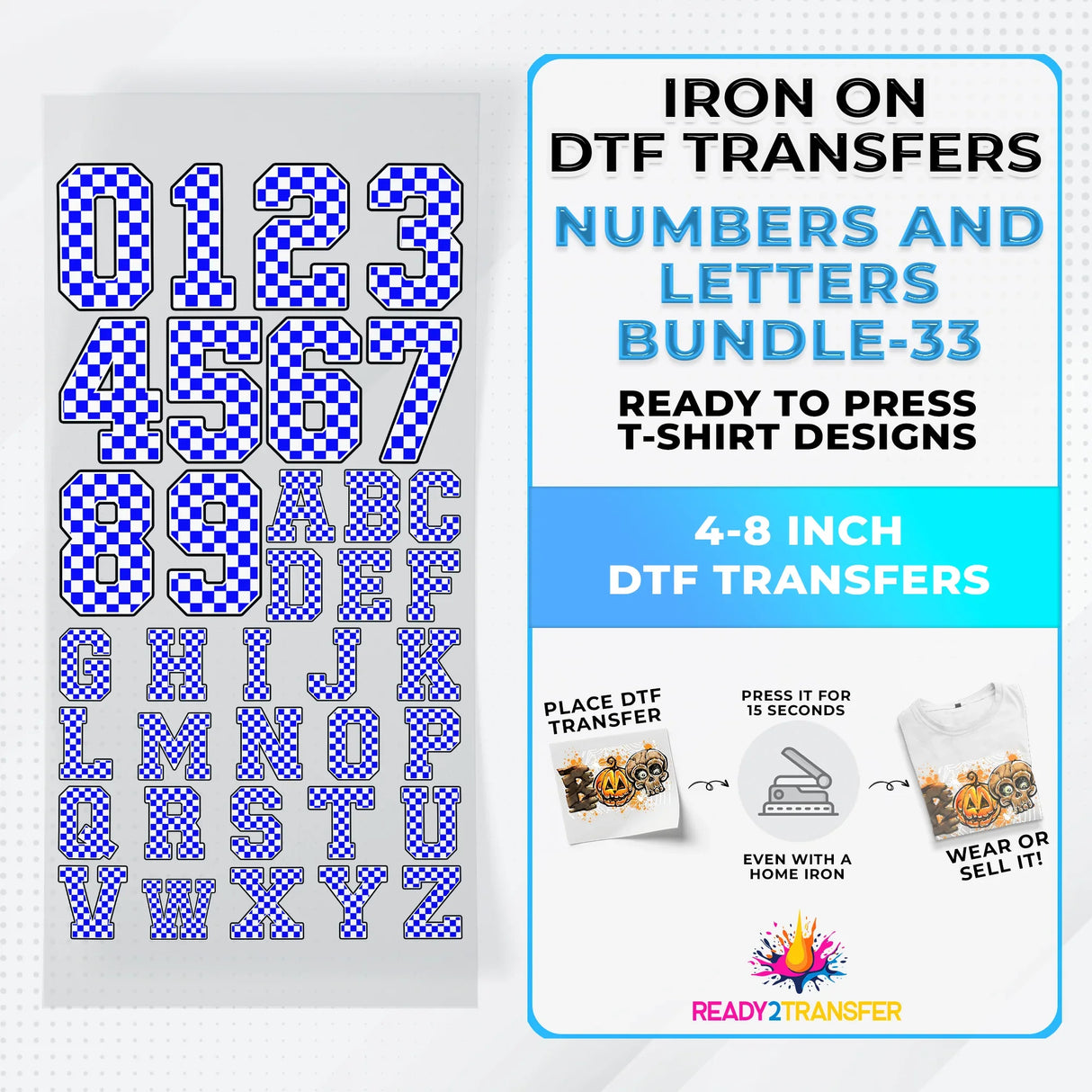 Numbers And Letters Bundle T-shirt Designs Premade DTF Gangsheet - DTF Bundle 33
