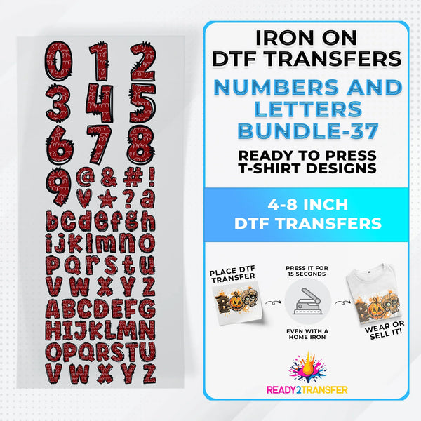 Numbers And Letters Bundle T-shirt Designs Premade DTF Gangsheet - DTF Bundle 37