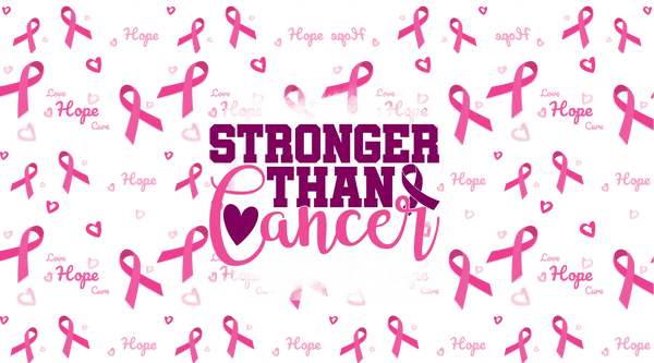 Stronger Than Cancer Ribbon - Awareness Cup Wrap UV Sticker Permanent UV DTF Decal