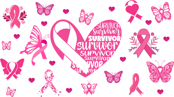 Survivor Heart - Awareness Cup Wrap UV Sticker Permanent UV DTF Decal
