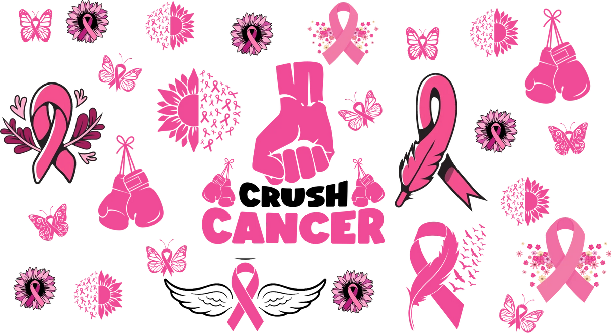 Crush Cancer - Awareness Cup Wrap UV Sticker Permanent UV DTF Decal