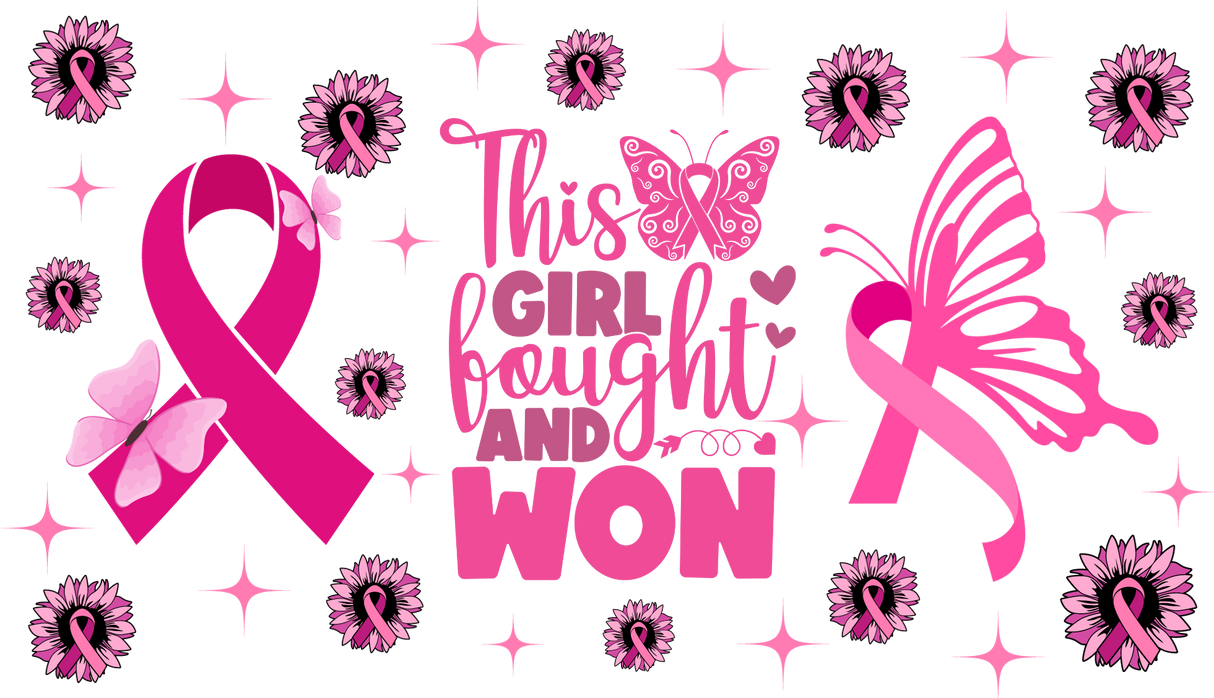 This Girl Fought And Won - Awareness Cup Wrap UV Sticker Permanent UV DTF Decal