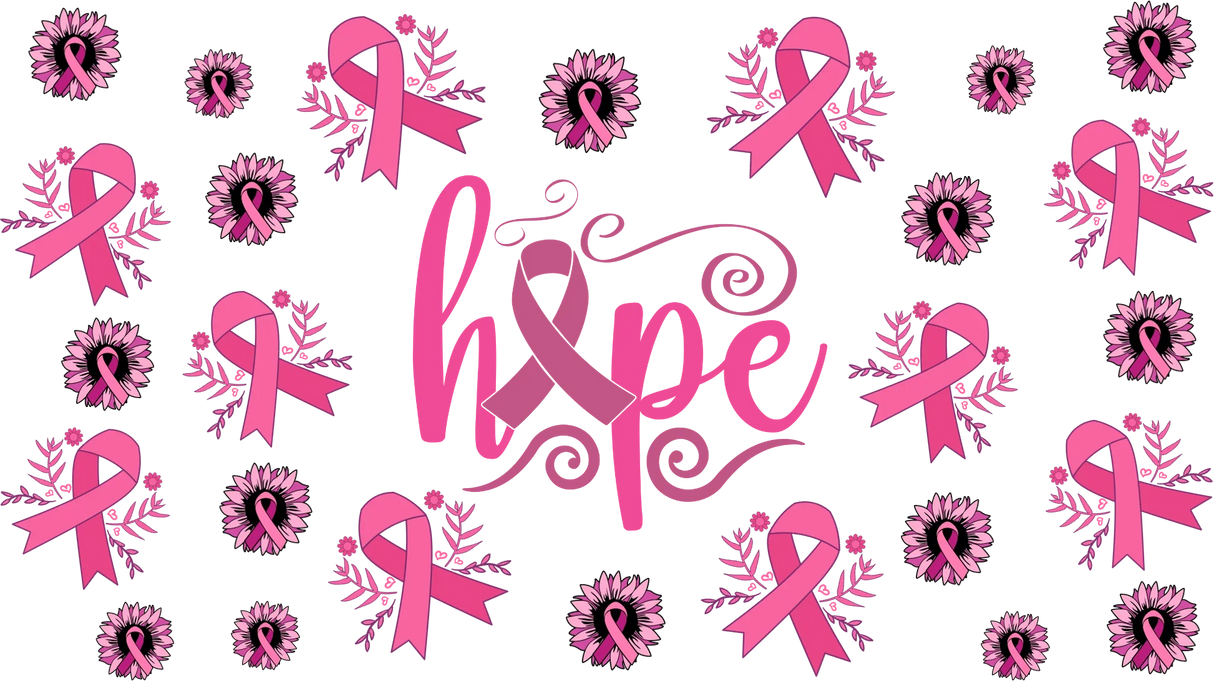 Hope Ribbon Design - Awareness Cup Wrap UV Sticker Permanent UV DTF Decal