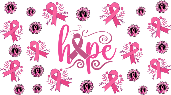 Hope Ribbon Design - Awareness Cup Wrap UV Sticker Permanent UV DTF Decal
