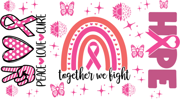 Together We Fight Rainbow - Awareness Cup Wrap UV Sticker Permanent UV DTF Decal