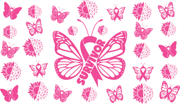 Survivor Butterfly - Awareness Cup Wrap UV Sticker Permanent UV DTF Decal