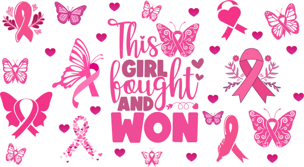 Fought And Won - Awareness Cup Wrap UV Sticker Permanent UV DTF Decal
