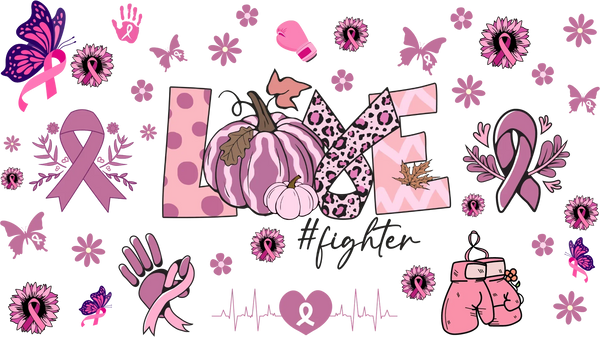 Love Pink Design - Awareness Cup Wrap UV Sticker Permanent UV DTF Decal