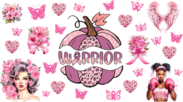 Warrior Pumpkin Design - Awareness Cup Wrap UV Sticker Permanent UV DTF Decal
