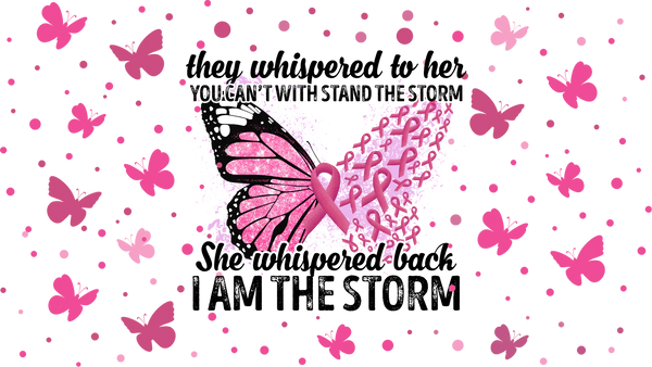Pink Butterfly Quote - Awareness Cup Wrap UV Sticker Permanent UV DTF Decal