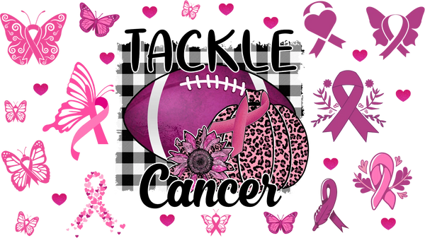 Tackle Cancer Football Design - Awareness Cup Wrap UV Sticker Permanent UV DTF Decal
