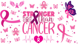 Stronger Than Cancer - Awareness Cup Wrap UV Sticker Permanent UV DTF Decal