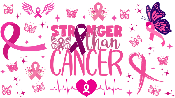 Stronger Than Cancer - Awareness Cup Wrap UV Sticker Permanent UV DTF Decal