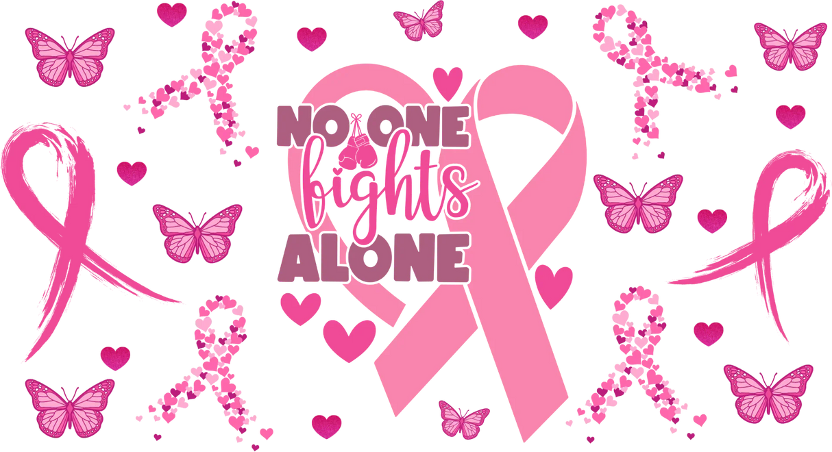 No One Fights Alone - Awareness Cup Wrap UV Sticker Permanent UV DTF Decal