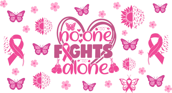 No One Fights Alone Heart - Awareness Cup Wrap UV Sticker Permanent UV DTF Decal