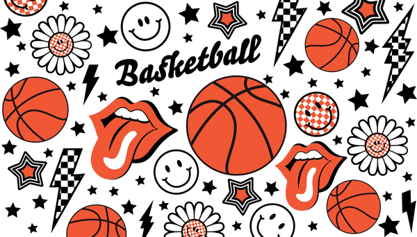 Basketball Rolling Stones Logo - Basketball Cup Wrap UV Sticker Permanent UV DTF Decal