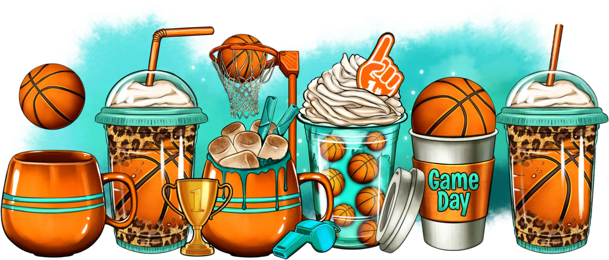 Basketball Drinks Design - Basketball Cup Wrap UV Sticker Permanent UV DTF Decal