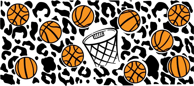 Basketball Dark Leopard Print - Basketball Cup Wrap UV Sticker Permanent UV DTF Decal