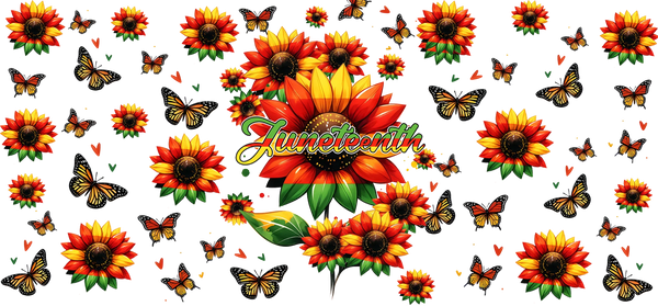Juneteenth Sunflower - Black History Month Cup Wrap UV Sticker Permanent UV DTF Decal