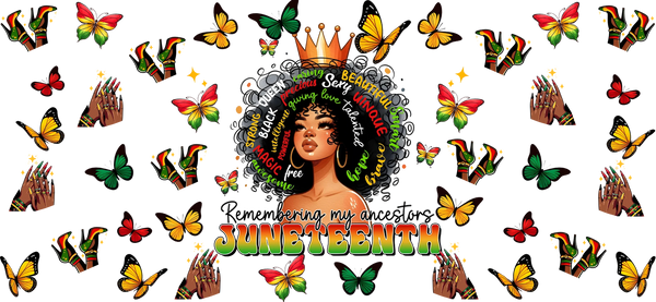 Remembering My Ancestors Butterfly - Black History Month Cup Wrap UV Sticker Permanent UV DTF Decal
