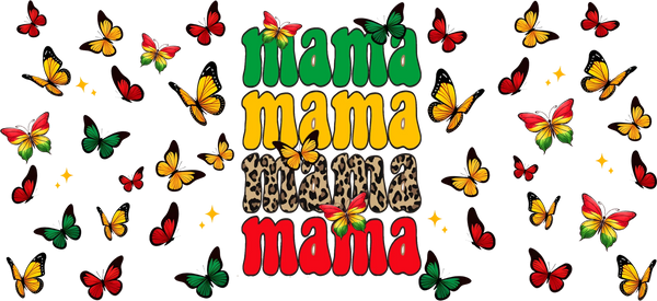Mama Butterfly Design - Black History Month Cup Wrap UV Sticker Permanent UV DTF Decal