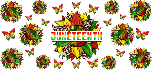 Juneteenth Colorful Sunflower - Black History Month Cup Wrap UV Sticker Permanent UV DTF Decal