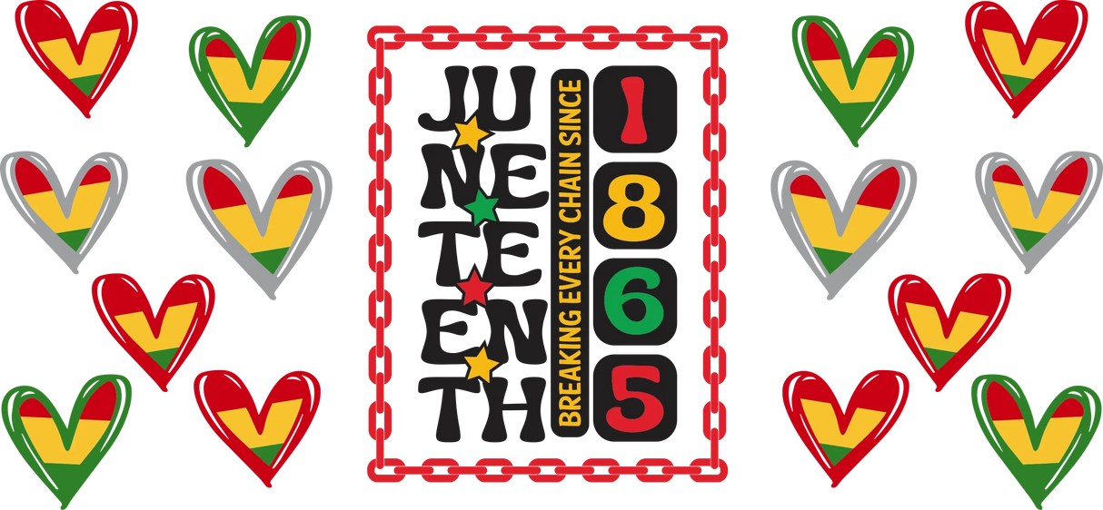 Juneteenth 1865 Heart - Black History Month Cup Wrap UV Sticker Permanent UV DTF Decal