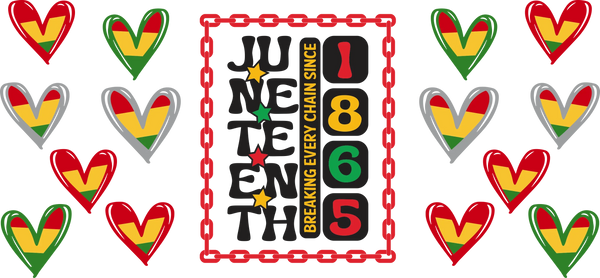 Juneteenth 1865 Heart - Black History Month Cup Wrap UV Sticker Permanent UV DTF Decal