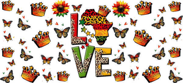 Love Crown Design - Black History Month Cup Wrap UV Sticker Permanent UV DTF Decal